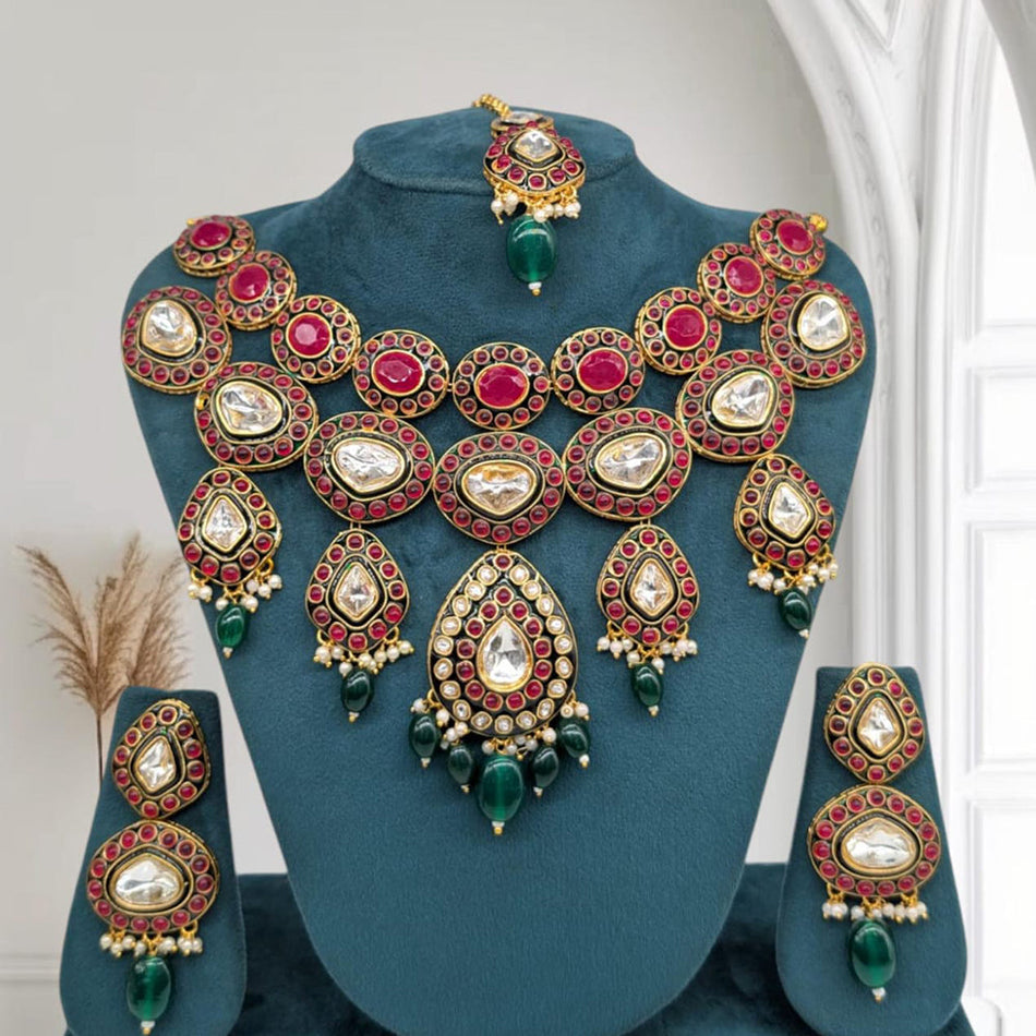 Kundan Choker Necklace in Gold Plated with Pearls | Bridal Jewellery India