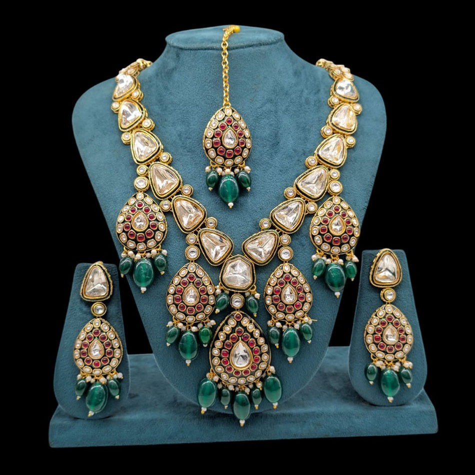 Kundan Necklace in Gold Plated with Pearls | Bridal Jewellery India