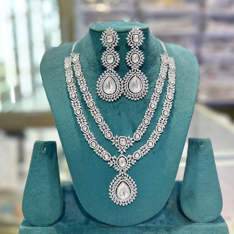Radiant Glow Necklace in White Gold Plated | Bridal Jewellery India