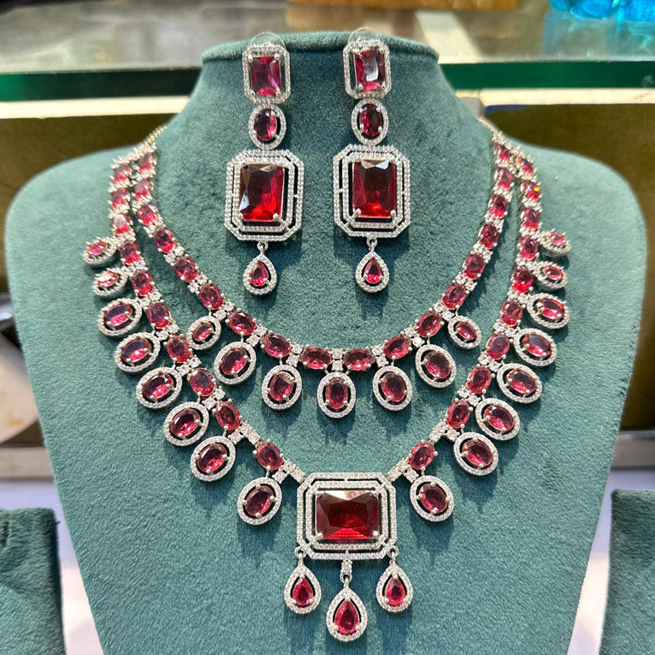 Radiant Glow Necklace in White Gold Plated | Bridal Jewellery India