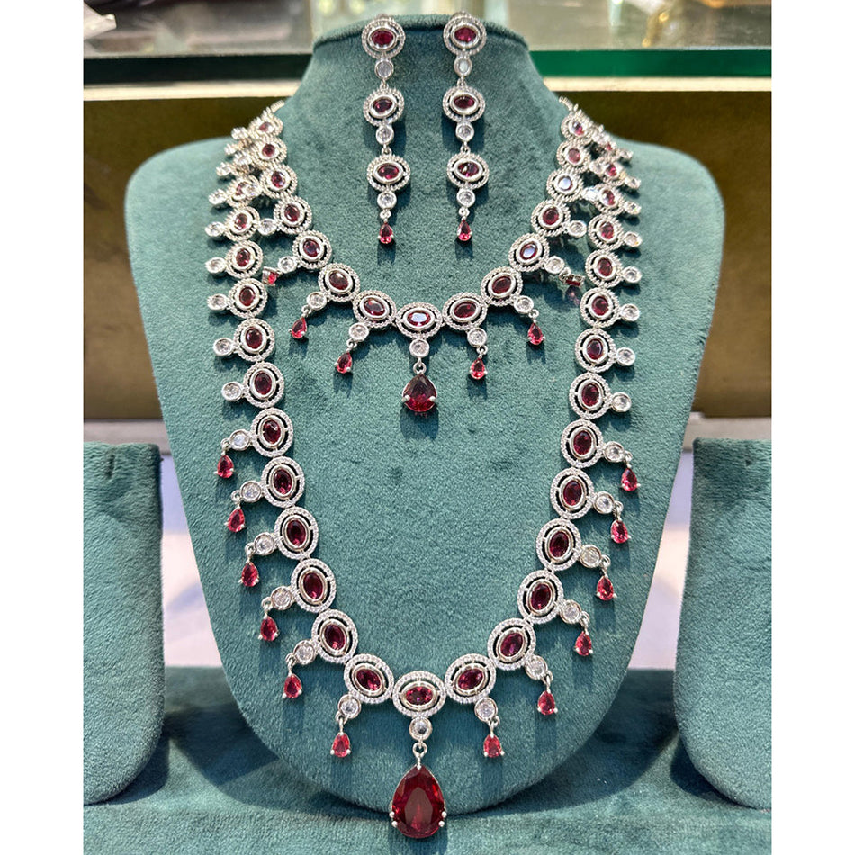 Radiant Glow Modern Necklace in White Gold Plated | Bridal Jewellery India
