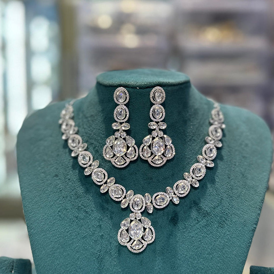 Radiant Glow Rose Gold Plated Necklace Set for Women Occasions | Bridal Jewellery India