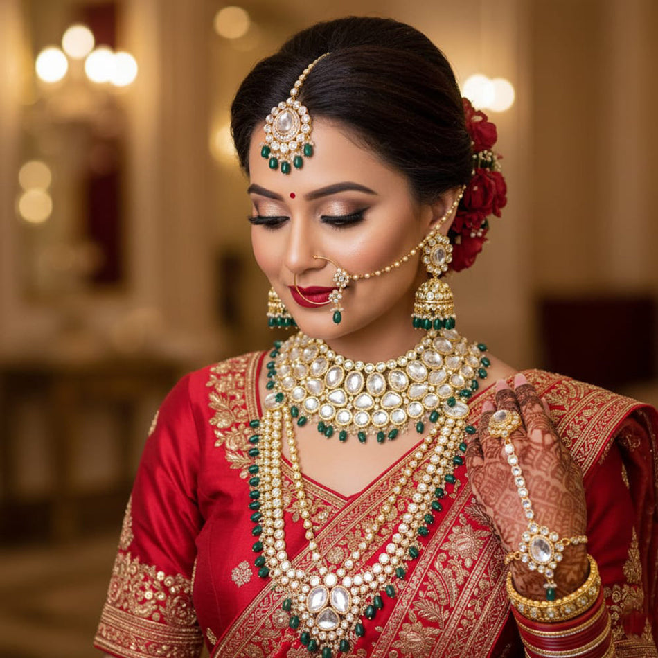 Kundan Choker Necklace in Gold Plated for Bridal Wear | Bridal Jewellery India