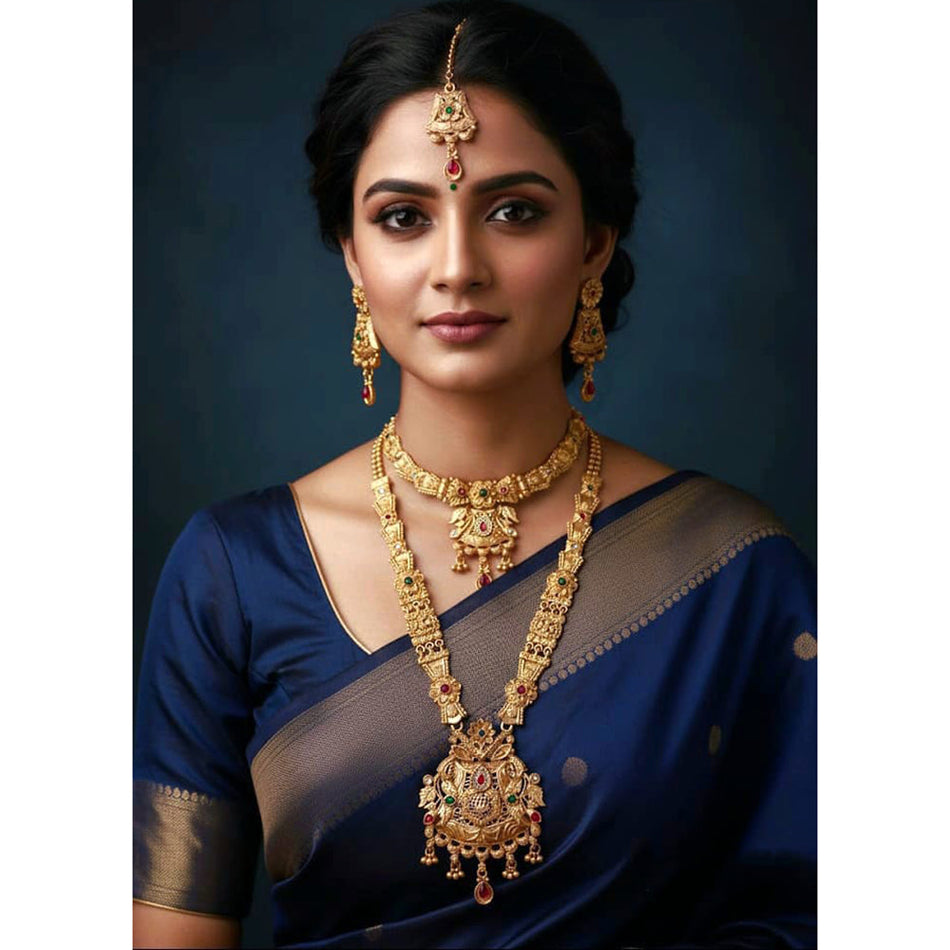 Pota Stone Necklace in 14K Gold Plated | Bridal Jewellery India