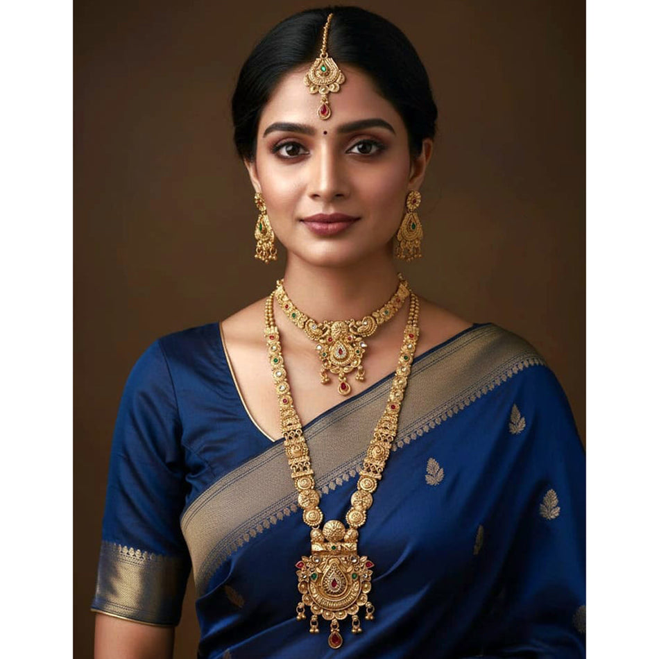 Pota Stone Necklace in Premium Gold Plated | Bridal Jewellery India