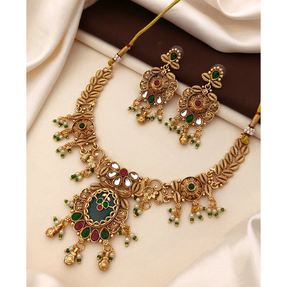 Royal Pota Pearl Necklace in Gold Tone | Bridal Jewellery India