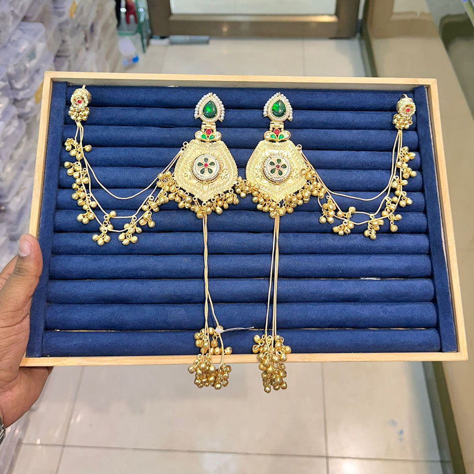 Classic Kundan Long Earrings in Silver | Bridal Jewellery India