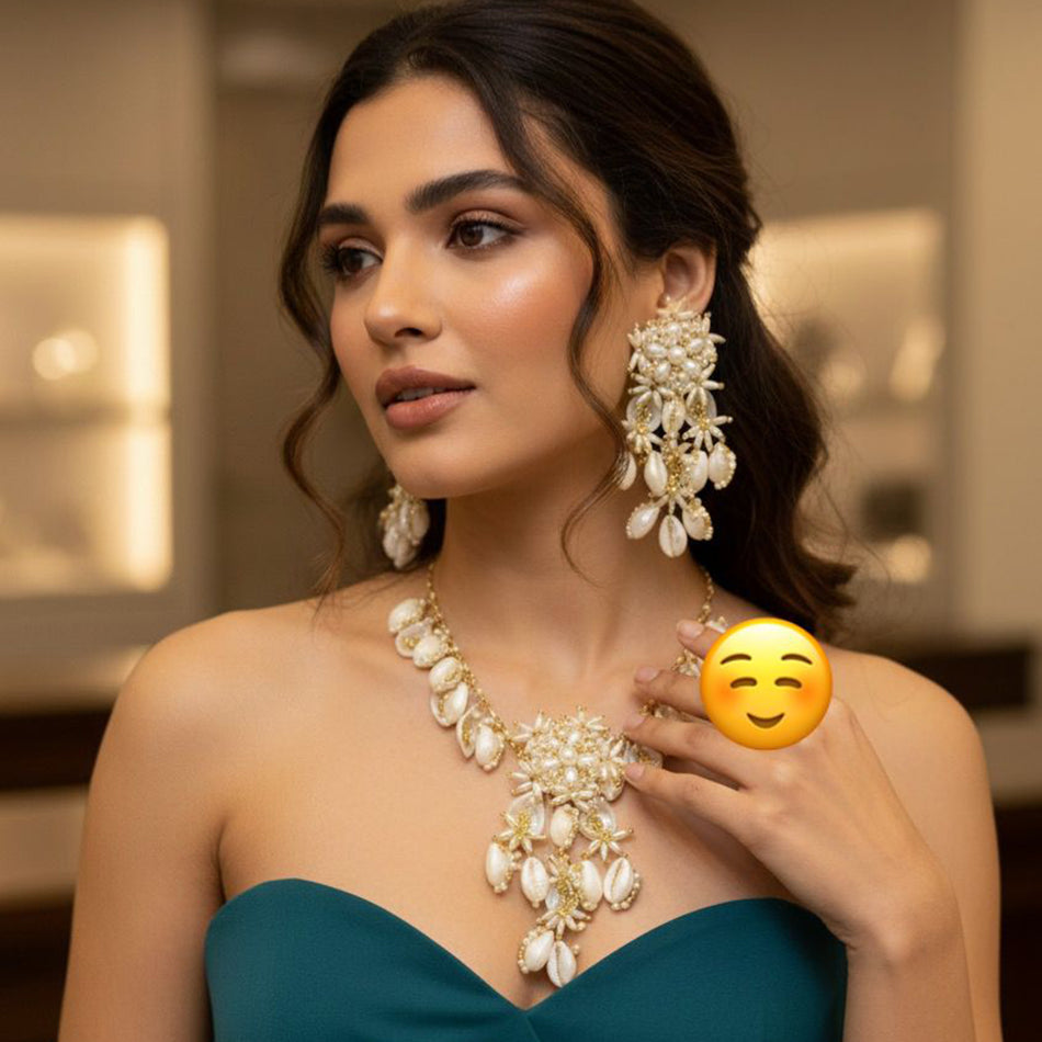Elegant Floral Necklace in Gold Plated | Bridal Jewellery India