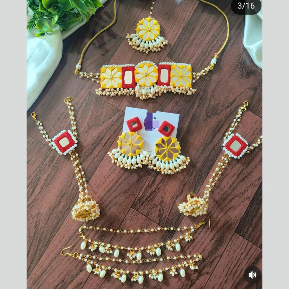 Mirror Pearl Choker for Haldi Wedding | Bridal Jewellery India