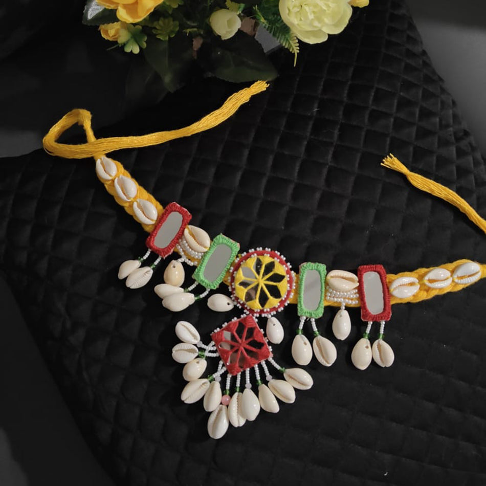 Mirror Pearl Necklace in Gold Plated Silver | Bridal Jewellery India