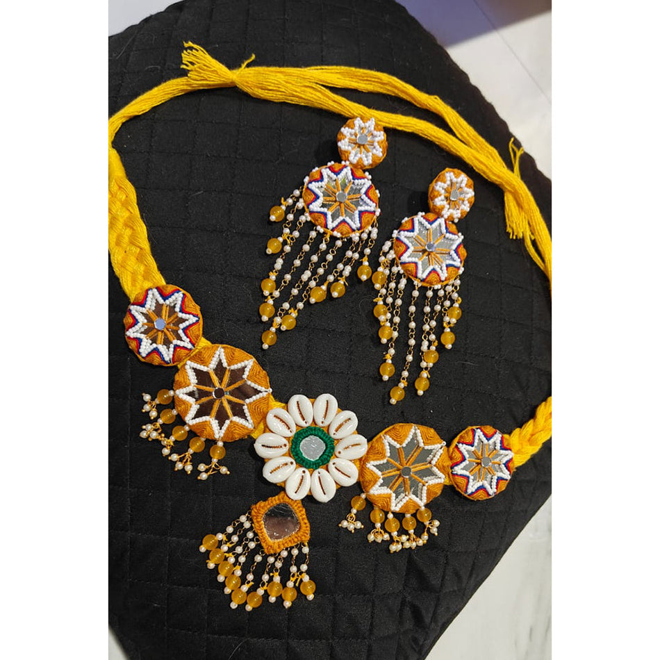 Mirror Work Choker Necklace in Pearl Shell | Bridal Jewellery India