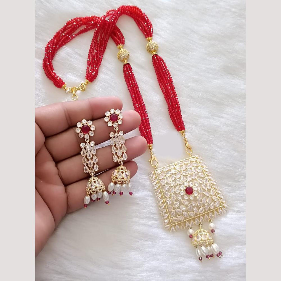Crystal Pearl Necklace in Gold Tone | Bridal Jewellery India