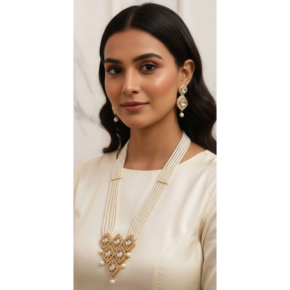 Kundan Necklace in Gold Plated with Austrian Stones | Bridal Jewellery India