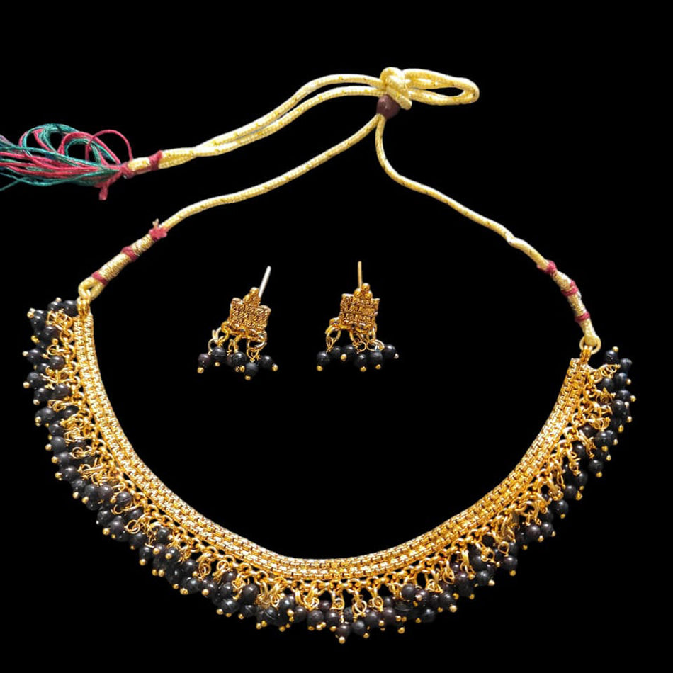 Pearl Necklace in White Gold Plated Layered Set | Bridal Jewellery India