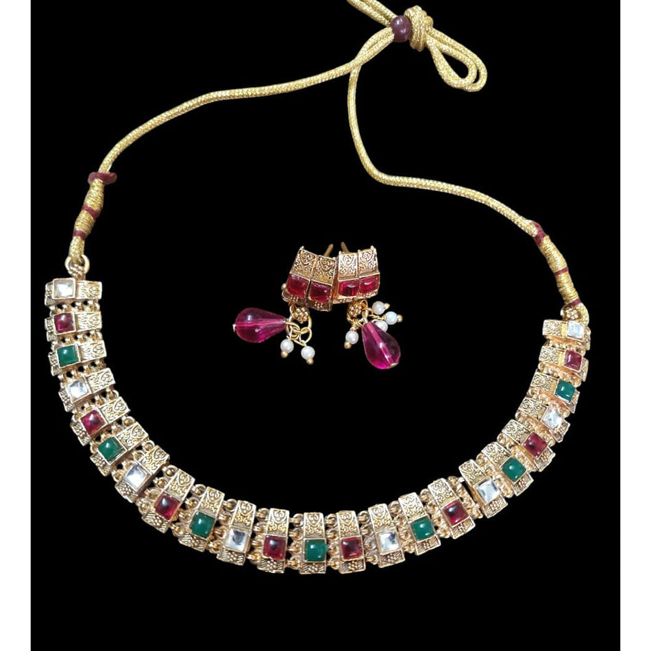 Rose Gold Plated Choker Necklace for Bridal | Bridal Jewellery India