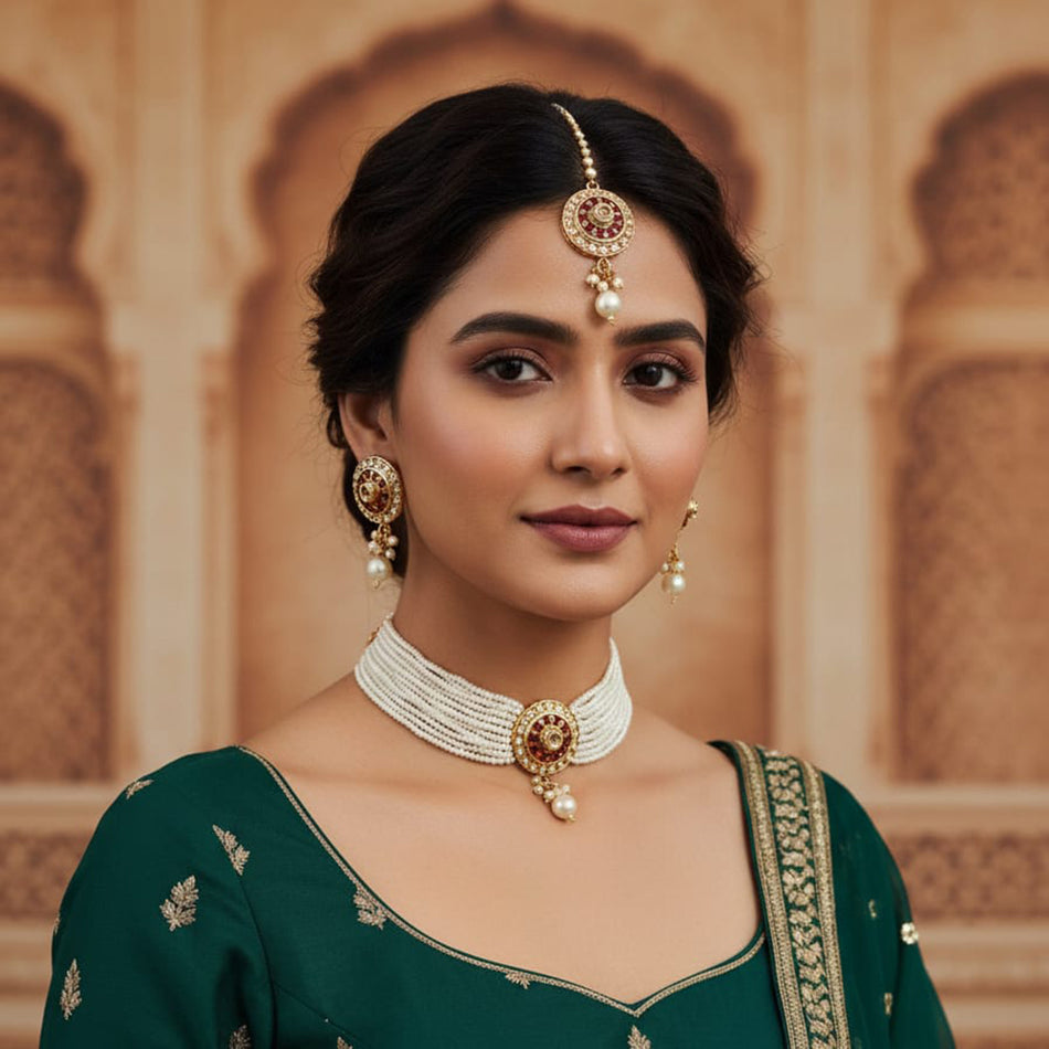 Kundan Choker Necklace in Silver for Bridal Wear | Bridal Jewellery India