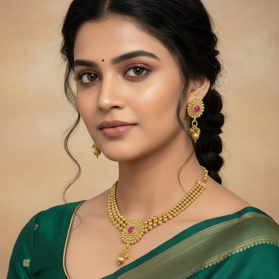 Kundan Necklace in Sterling Silver | Bridal Jewellery India