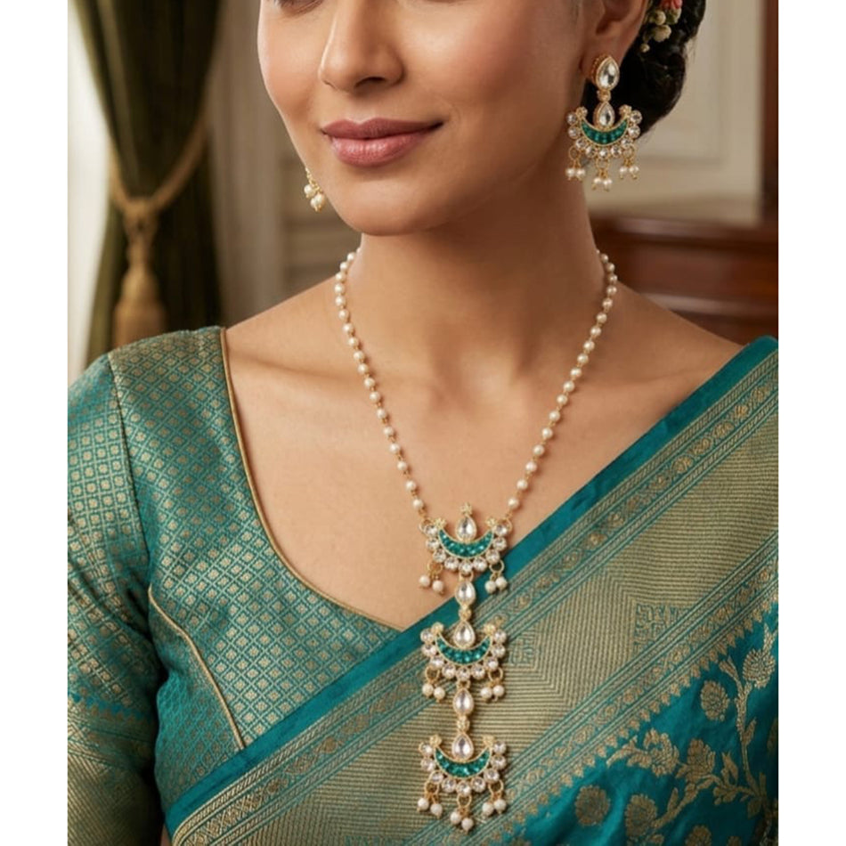 Kundan Necklace in Sterling Silver | Bridal Jewellery India