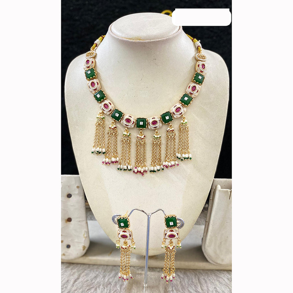 Kundan Choker Necklace in Gold Plated with Pearl | Bridal Jewellery India