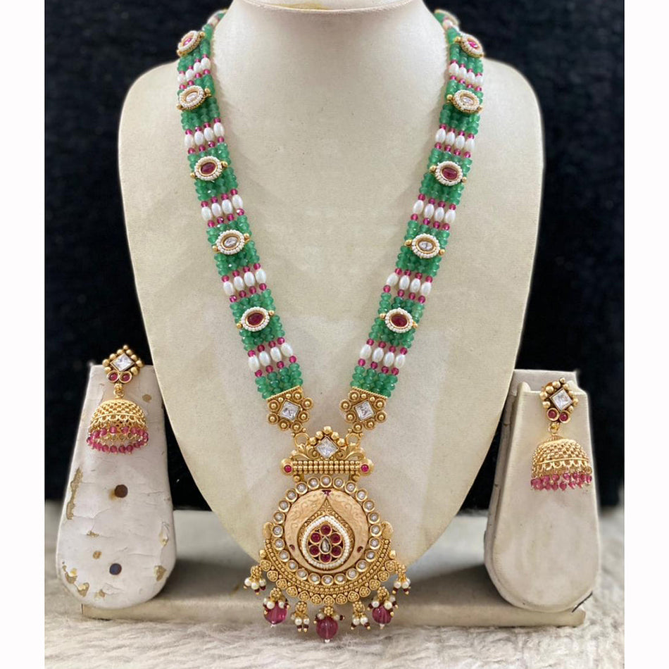 Meenakari Necklace in Gold Plated with Pearl | Bridal Jewellery India