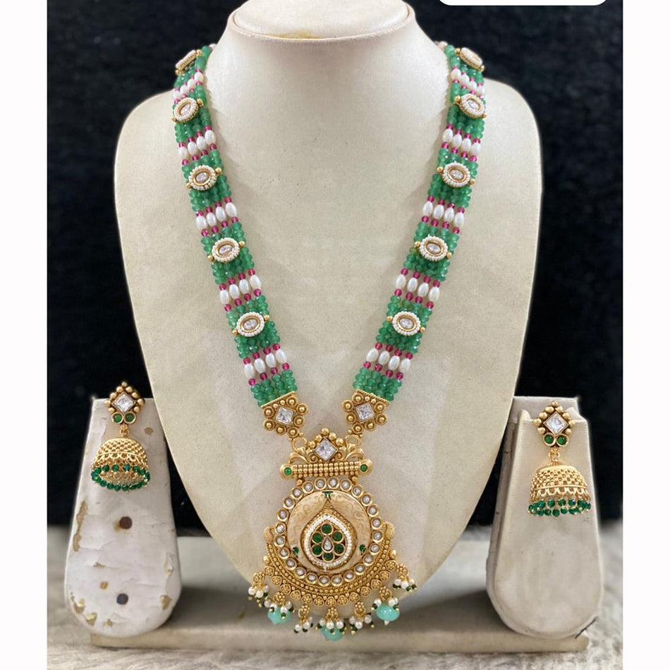 Meenakari Necklace in Gold Plated with Pearl | Bridal Jewellery India