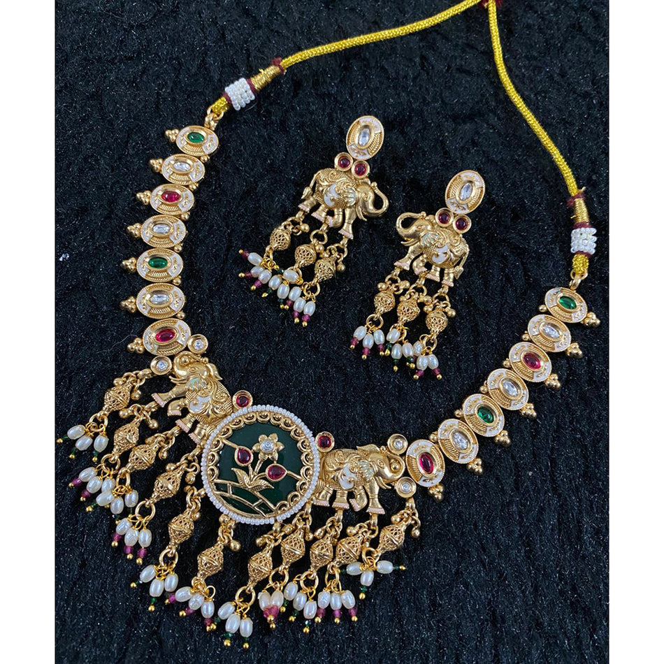 Meenakari Necklace in Sterling Silver | Bridal Jewellery India