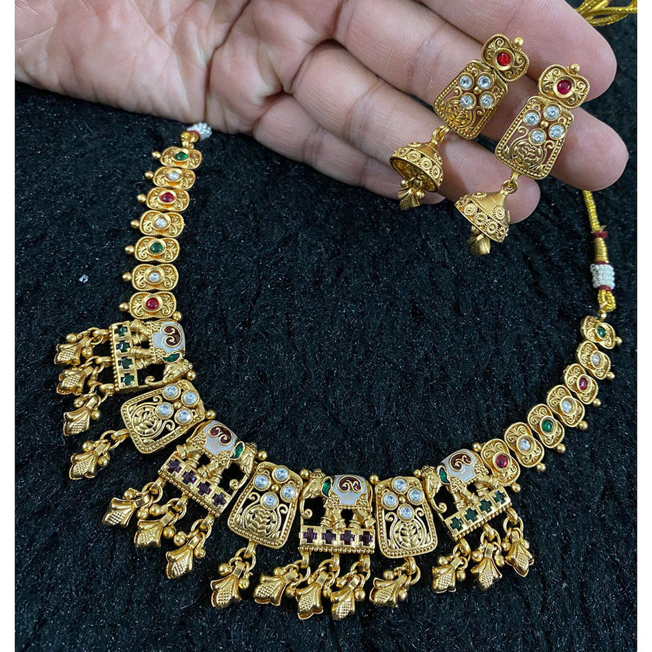 Meenakari Necklace Set in Gold Tone | Bridal Jewellery India
