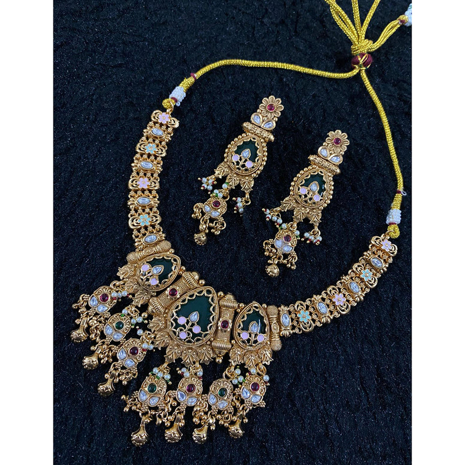 Meenakari Necklace in Gold Plated for Occasion | Bridal Jewellery India