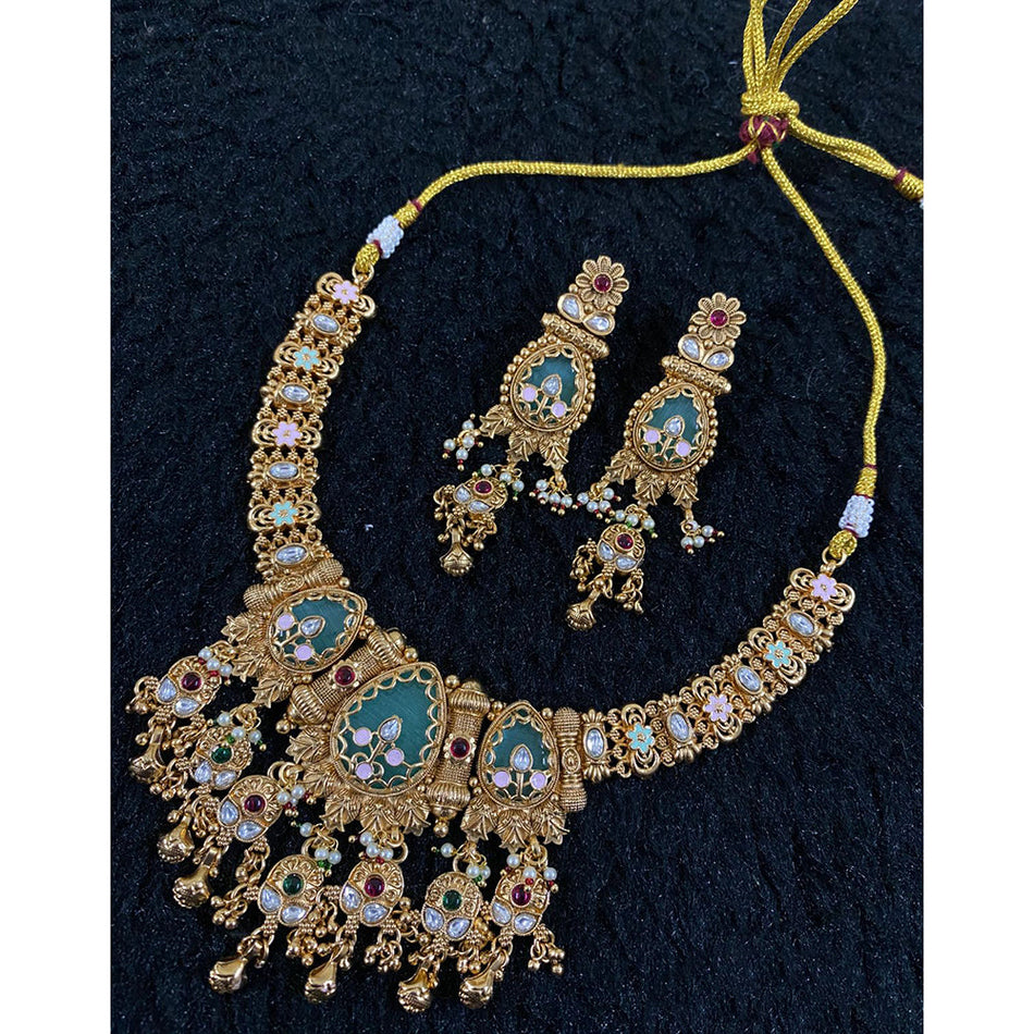 Meenakari Necklace in Gold Plated for Occasion | Bridal Jewellery India