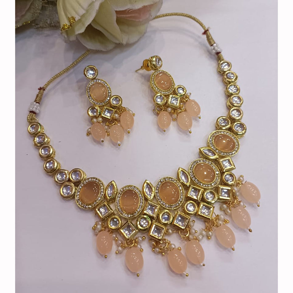 Kundan Choker Necklace in Gold Plated with Pearls | Bridal Jewellery India