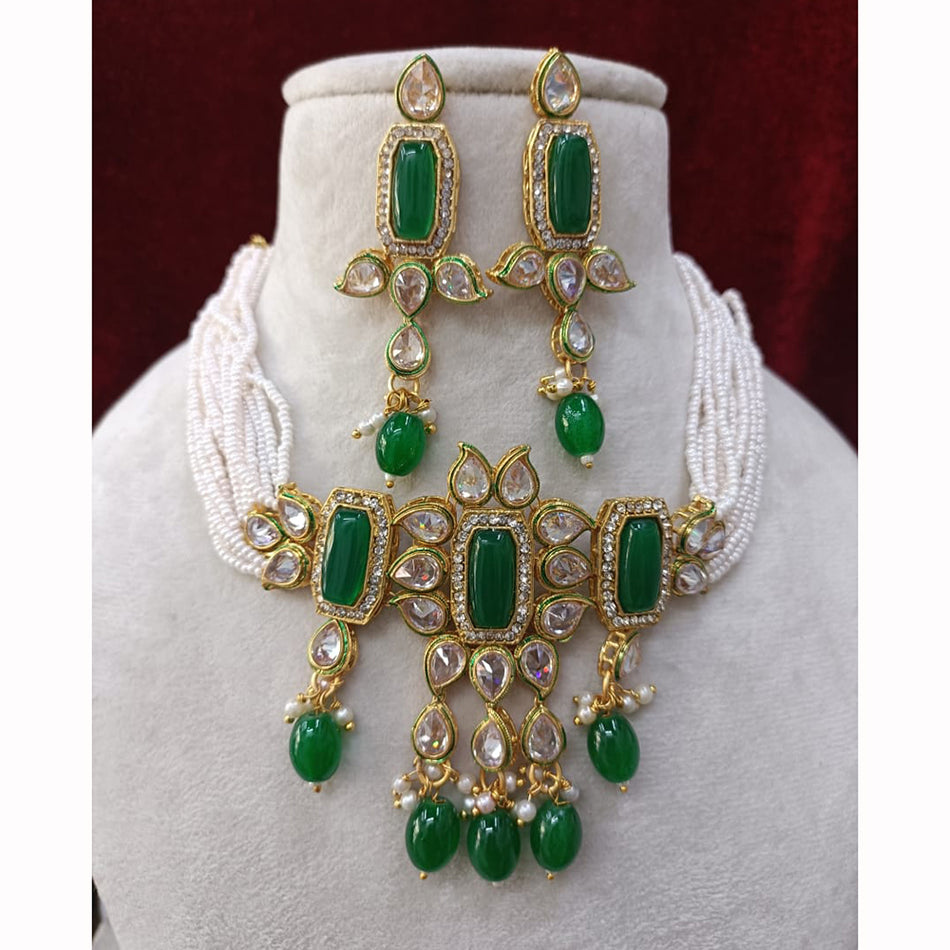 Elegant Crystal Pearl Necklace in Gold Tone | Bridal Jewellery India