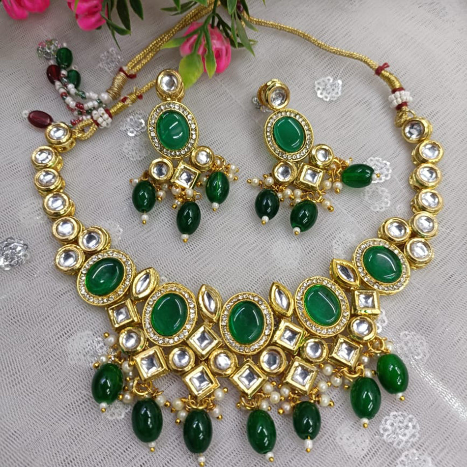 Kundan Necklace in White Gold Plated | Bridal Jewellery India