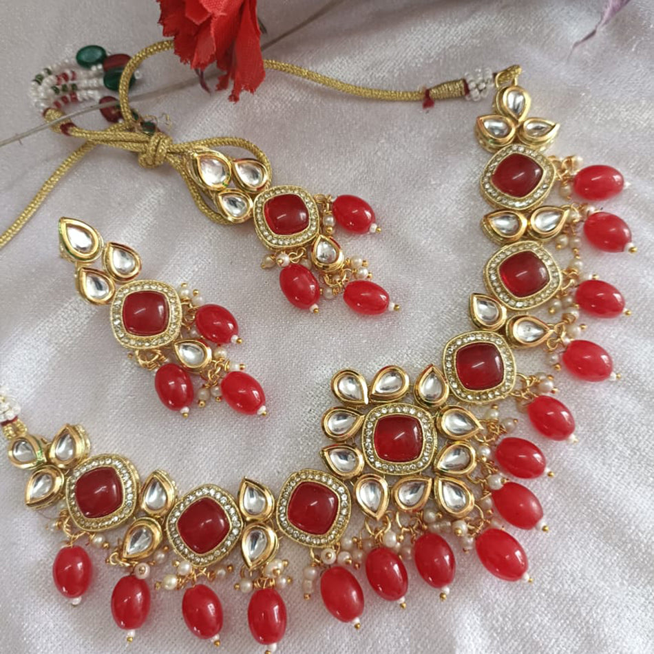 Kundan Necklace in Rose Gold Plated for Bridal | Bridal Jewellery India