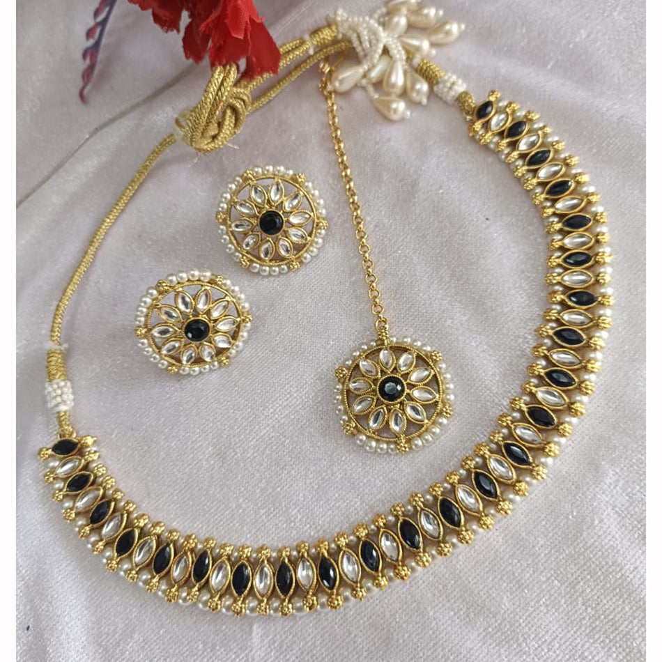 Fancy Kundan Necklace in Rose Gold Plated | Bridal Jewellery India