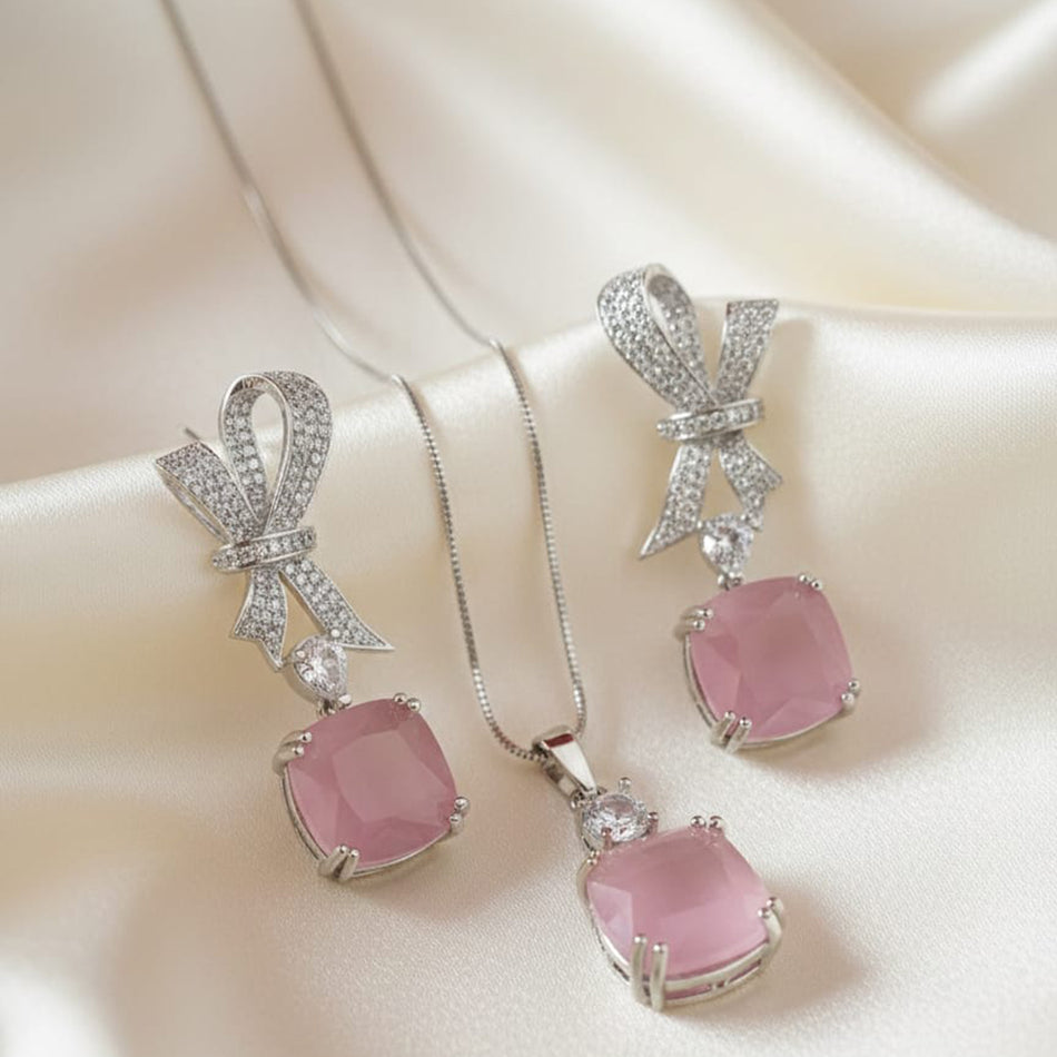 Lightweight Sterling Silver Crystal Chain Necklace | Bridal Jewellery India
