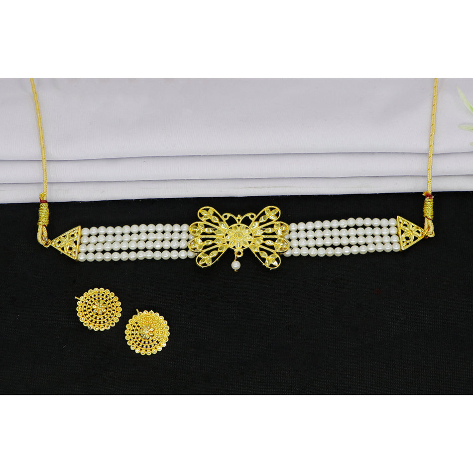 Gold Plated Pearl Choker Set for Women | Bridal Jewellery India
