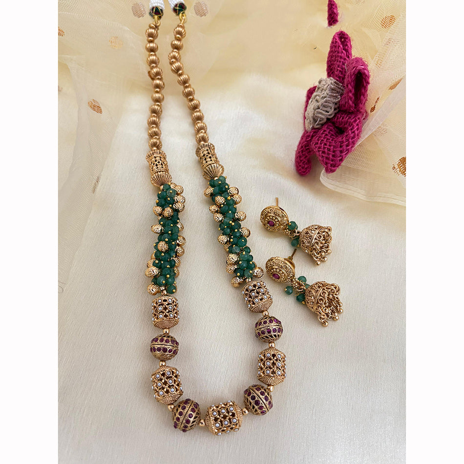 Pota Stone Pearl Necklace in Sterling Silver | Bridal Jewellery India