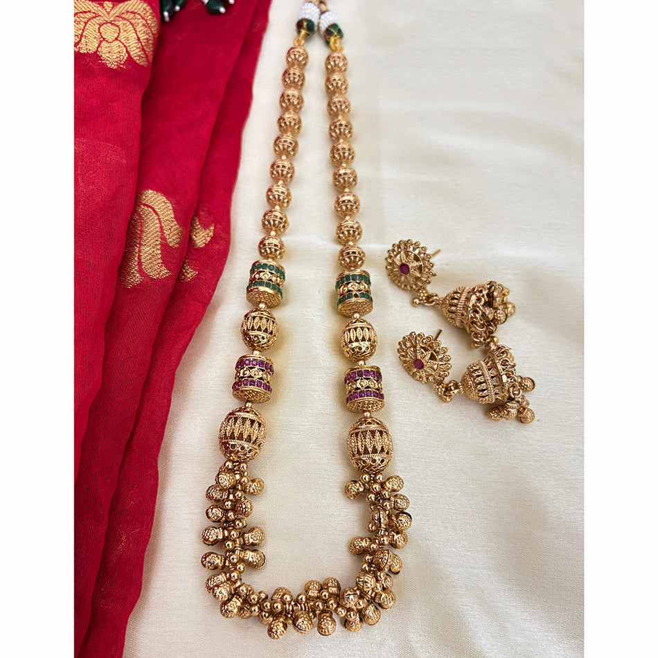 Designer Pota Stone Necklace in Gold Plated | Bridal Jewellery India