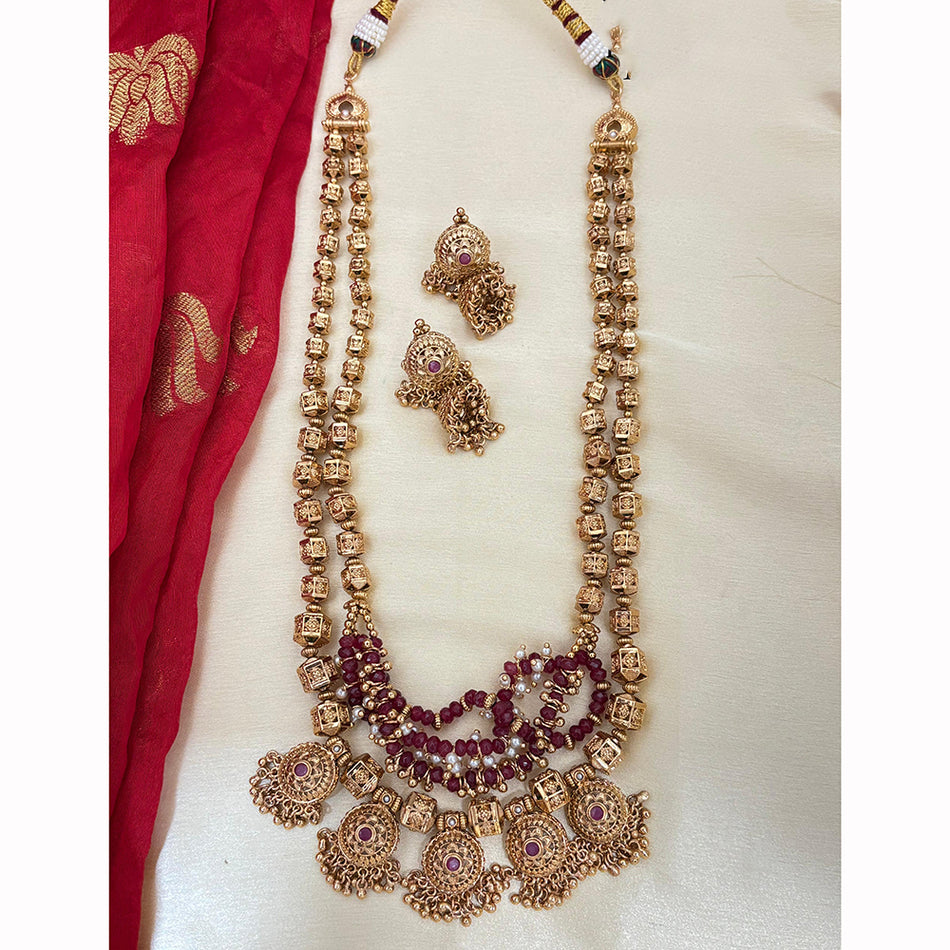 Pota Stone and Pearl Necklace in Sterling Silver | Bridal Jewellery India