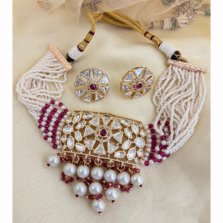 Kundan Choker Necklace in 18K Gold Plated | Bridal Jewellery India