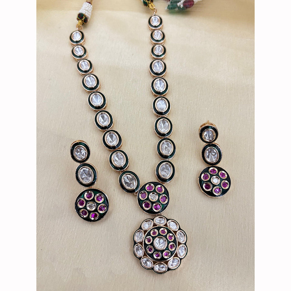 Polki Kundan Necklace in 14K Gold Plated | Bridal Jewellery India