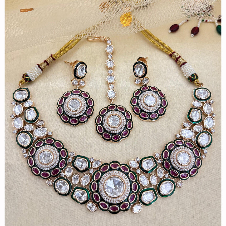 Kundan Necklace in Gold Plated with Polki Stones | Bridal Jewellery India