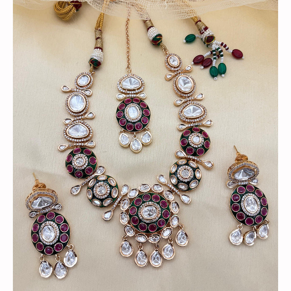Kundan Necklace in Sterling Silver | Bridal Jewellery India