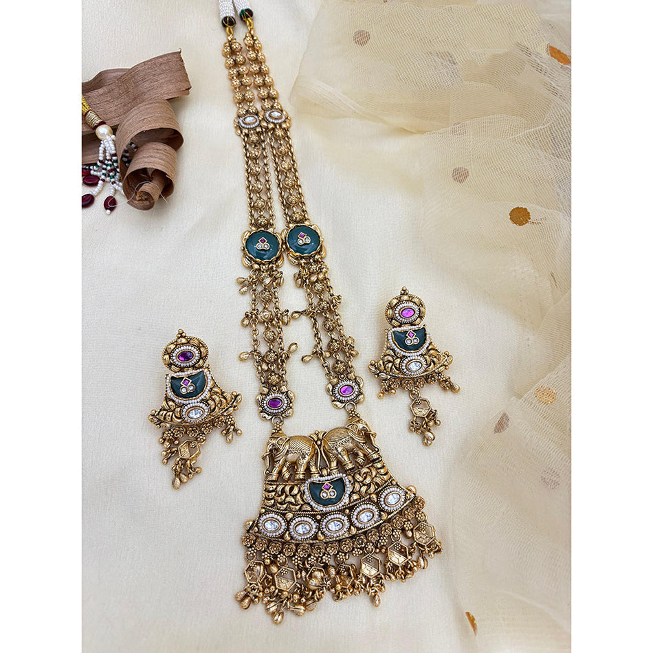Pearl Elephant Motif Necklace in Silver | Bridal Jewellery India