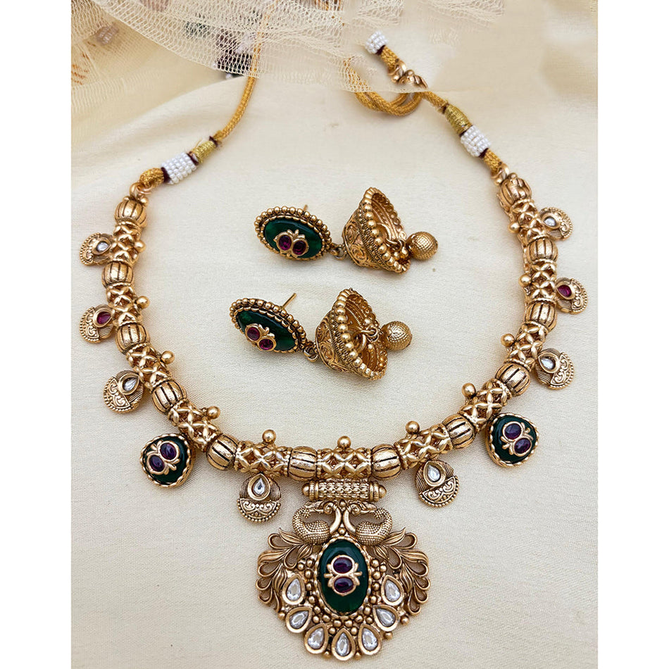 Pota Stone Necklace in Sterling Silver | Bridal Jewellery India