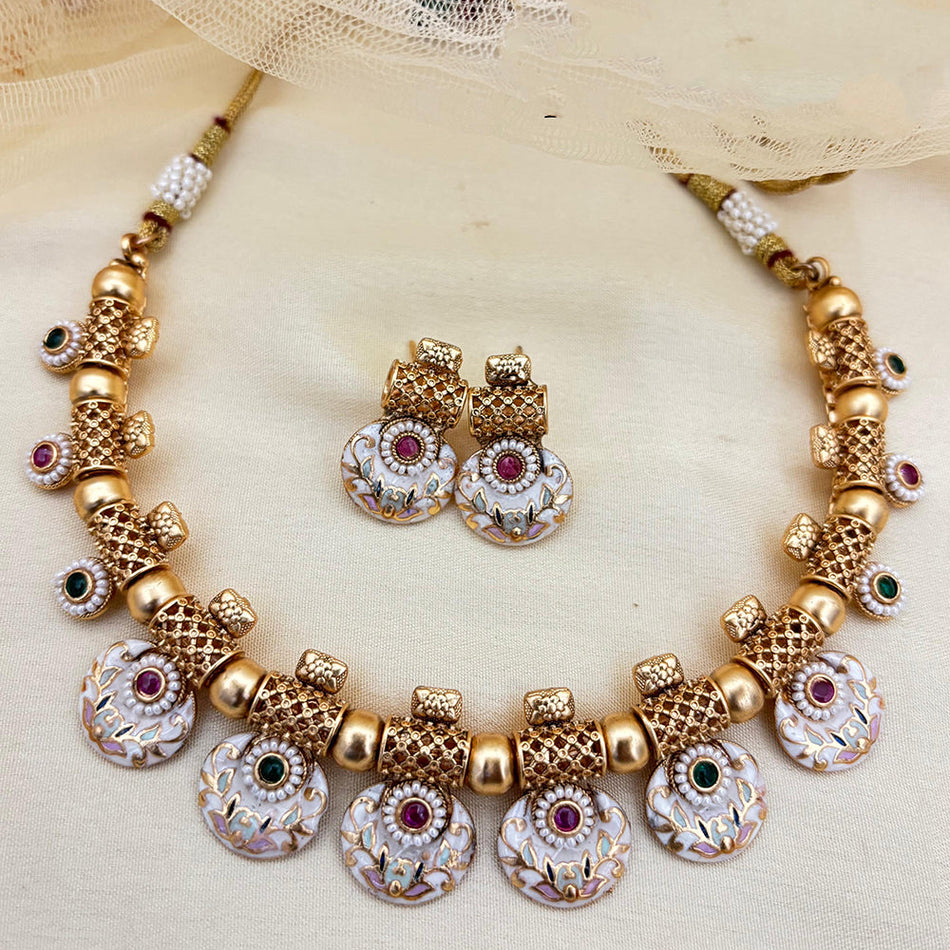 Elegant Meenakari Necklace in Gold Plated | Bridal Jewellery India