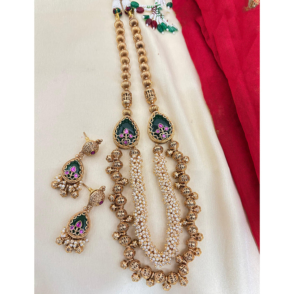 Pota Stone and Pearl Necklace in Sterling Silver | Bridal Jewellery India