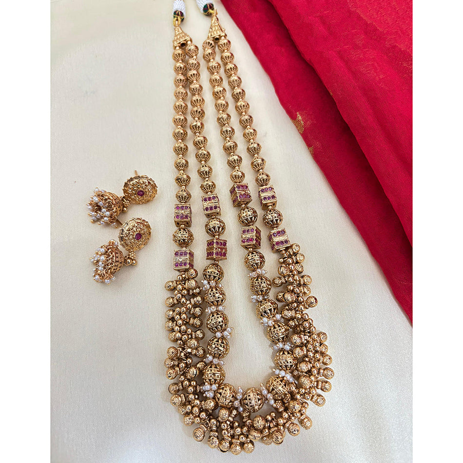 Pota Stone and Pearl Necklace in Sterling Silver | Bridal Jewellery India