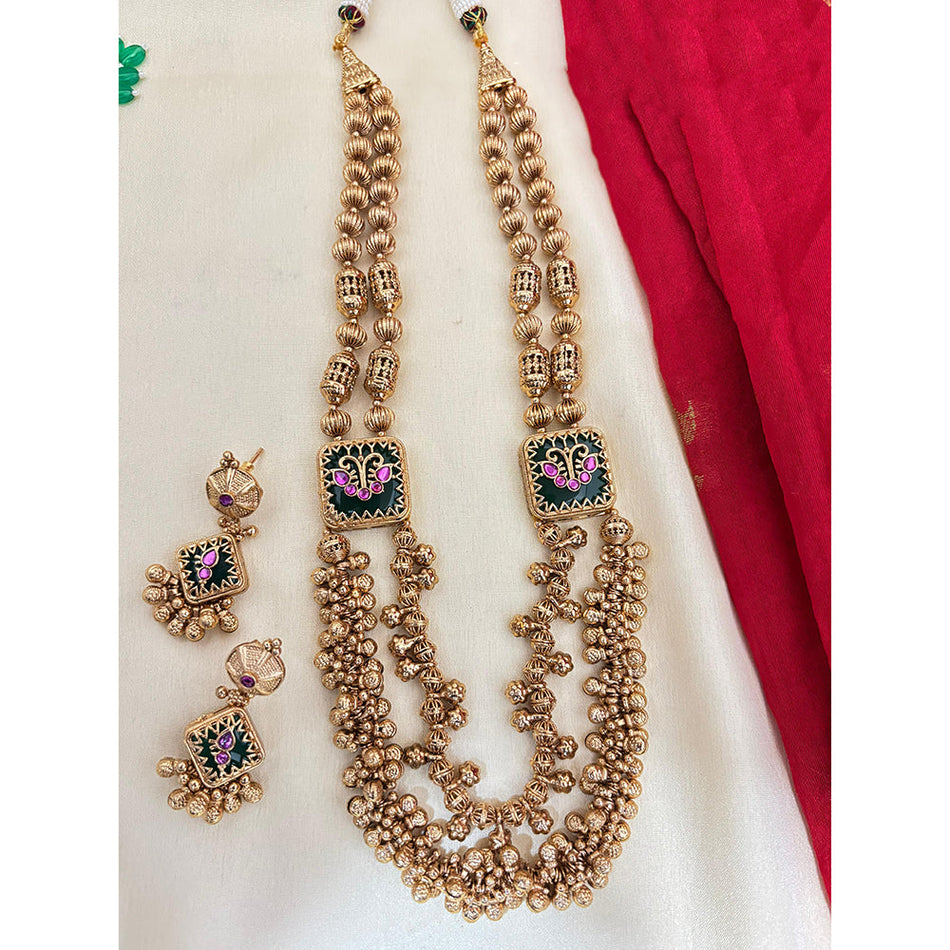 Pota Stone and Pearl Necklace in Sterling Silver | Bridal Jewellery India
