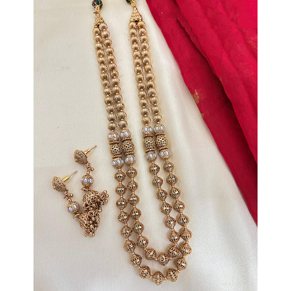 Pota Stone and Pearl Necklace in Sterling Silver | Bridal Jewellery India